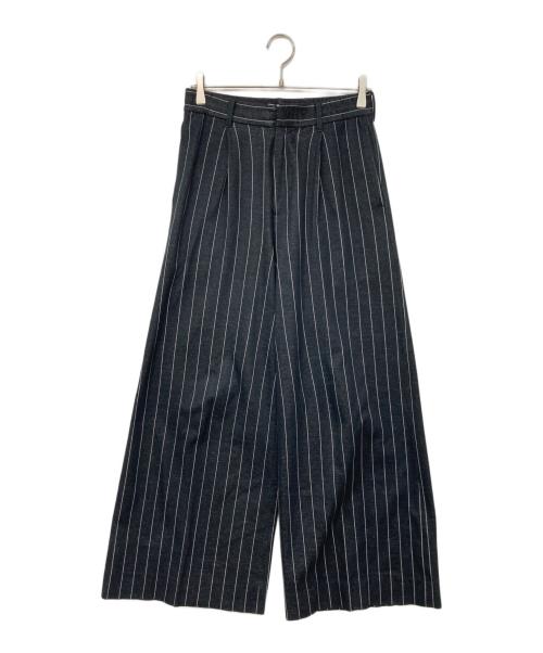 masu（エムエーエスユー）masu (エムエーエスユー) CLASSIC EASY TROUSERS / イージーパンツ ブラック×ホワイト サイズ:44の古着・服飾アイテム
