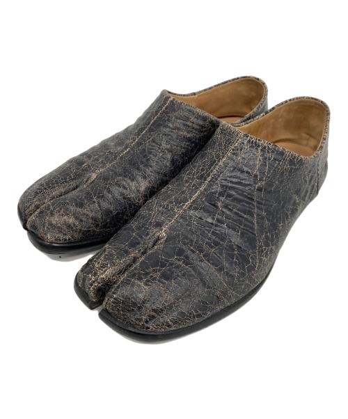 Martin Margiela22（マルタン・マルジェラ22）Martin Margiela22 (マルタン・マルジェラ22) TABI BABOUCHE タビバブーシュ レザーシューズ クラック加工 ブラック サイズ:43の古着・服飾アイテム