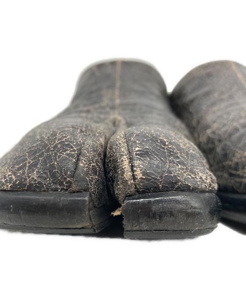 Martin Margiela22（マルタン・マルジェラ22）Martin Margiela22 (マルタン・マルジェラ22) TABI BABOUCHE タビバブーシュ レザーシューズ クラック加工 ブラック サイズ:43の古着・服飾アイテム