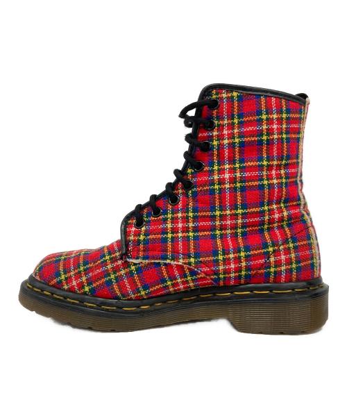 Dr.Martens（ドクターマーチン）Dr.Martens (ドクターマーチン) チェック柄8ホールブーツ レッド サイズ:4の古着・服飾アイテム