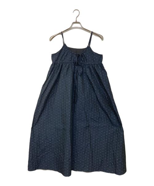 Curensology（カレンソロジー）Curensology (カレンソロジー) ドット刺繍キャミソールワンピース ネイビー×シルバー サイズ:Fの古着・服飾アイテム