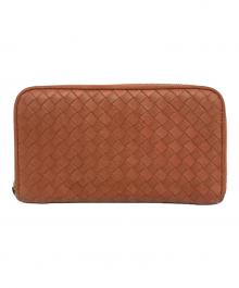 BOTTEGA VENETA（ボッテガベネタ）の古着「イントレチャート ラウンドファスナーウォレット 長財布」｜ピンク