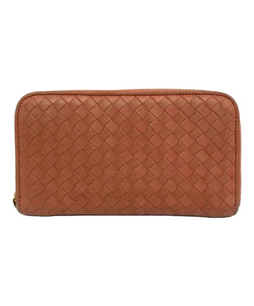 BOTTEGA VENETA（ボッテガベネタ）BOTTEGA VENETA (ボッテガベネタ) イントレチャート ラウンドファスナーウォレット 長財布 ピンクの古着・服飾アイテム