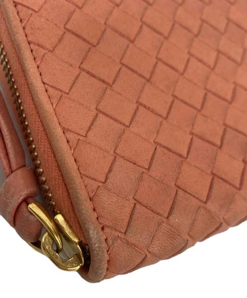BOTTEGA VENETA（ボッテガベネタ）BOTTEGA VENETA (ボッテガベネタ) イントレチャート ラウンドファスナーウォレット 長財布 ピンクの古着・服飾アイテム