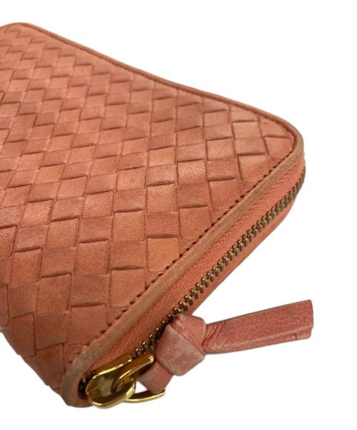 BOTTEGA VENETA（ボッテガベネタ）BOTTEGA VENETA (ボッテガベネタ) イントレチャート ラウンドファスナーウォレット 長財布 ピンクの古着・服飾アイテム