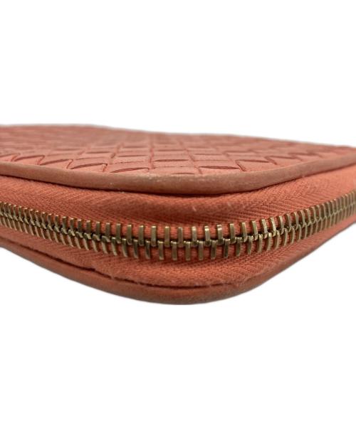 BOTTEGA VENETA（ボッテガベネタ）BOTTEGA VENETA (ボッテガベネタ) イントレチャート ラウンドファスナーウォレット 長財布 ピンクの古着・服飾アイテム