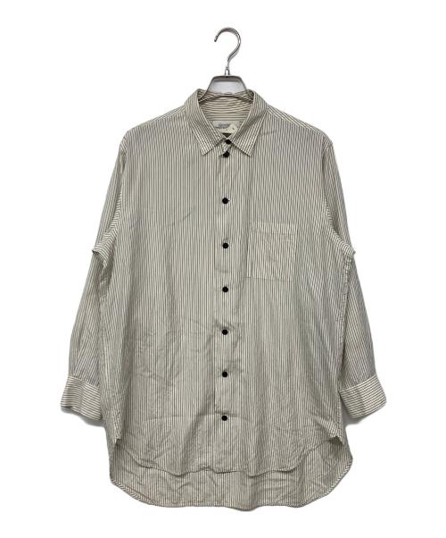 GOTHIC YOHJI YAMAMOTO（ゴシックヨウジヤマモト）GOTHIC YOHJI YAMAMOTO (ゴシックヨウジヤマモト) ストライプシルクシャツ グレー×ベージュ サイズ:Mの古着・服飾アイテム