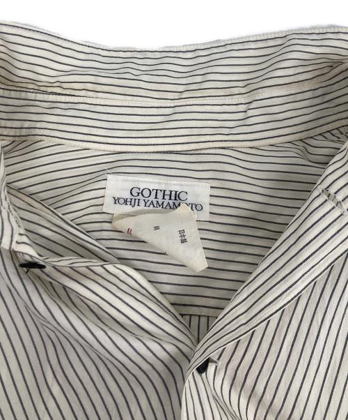 GOTHIC YOHJI YAMAMOTO（ゴシックヨウジヤマモト）GOTHIC YOHJI YAMAMOTO (ゴシックヨウジヤマモト) ストライプシルクシャツ グレー×ベージュ サイズ:Mの古着・服飾アイテム