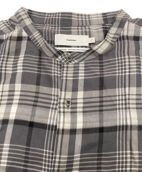 Graphpaper（グラフペーパー）Graphpaper (グラフペーパー) Tencel Check Band Collar Big Sleeve Shirt / ビッグスリーブ バンドカラー グレー サイズ:記載なしの古着・服飾アイテム