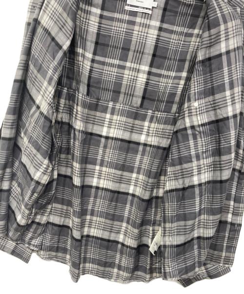Graphpaper（グラフペーパー）Graphpaper (グラフペーパー) Tencel Check Band Collar Big Sleeve Shirt / ビッグスリーブ バンドカラー グレー サイズ:記載なしの古着・服飾アイテム