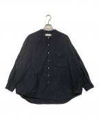 Graphpaperグラフペーパー）の古着「Oxford L/S Oversized Band Collar Shirt バンドカラーシャツ」｜ブラック