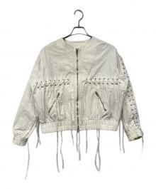 UNUSED（アンユーズド）の古着「US1125 レースアップノーカラーブルゾン」｜ホワイト