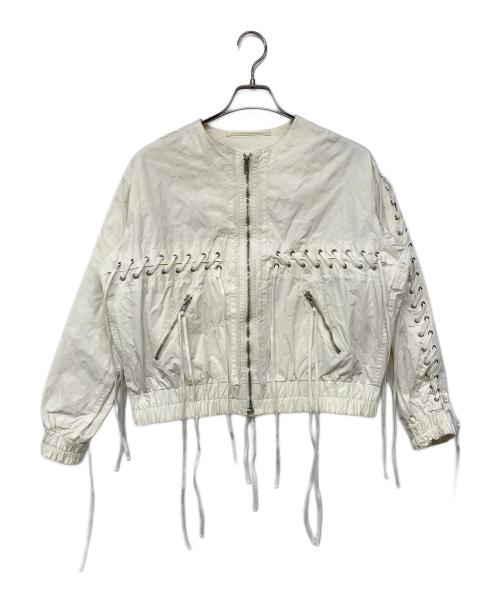 UNUSED（アンユーズド）UNUSED (アンユーズド) US1125 レースアップノーカラーブルゾン ホワイトの古着・服飾アイテム