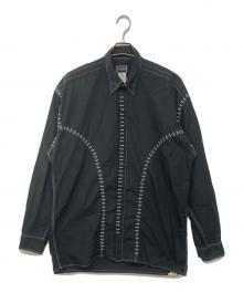 VERSACE JEANS COUTURE（ヴェルサーチ ジーンズクチュール）の古着「90`sデザインステッチシャツ」｜ブラック