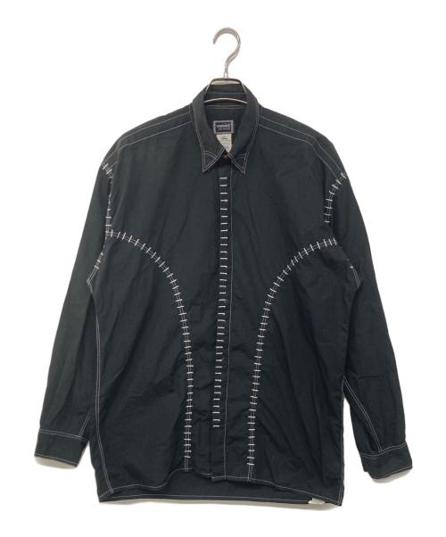VERSACE JEANS COUTURE（ヴェルサーチ ジーンズクチュール）VERSACE JEANS COUTURE (ヴェルサーチ ジーンズクチュール) 90`sデザインステッチシャツ ブラック サイズ:XLの古着・服飾アイテム