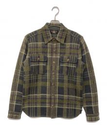 RRL（ダブルアールエル）の古着「Wool Cashmere Plaid Olive Workshirt / ウールカシミアプラッドオリーブワークシャツ」｜グリーン