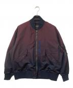 BEAMS PLUSビームスプラス）の古着「MIL Flight Jacket Iridescent Twill MA-1ジャケット」｜ネイビー×ボルドー
