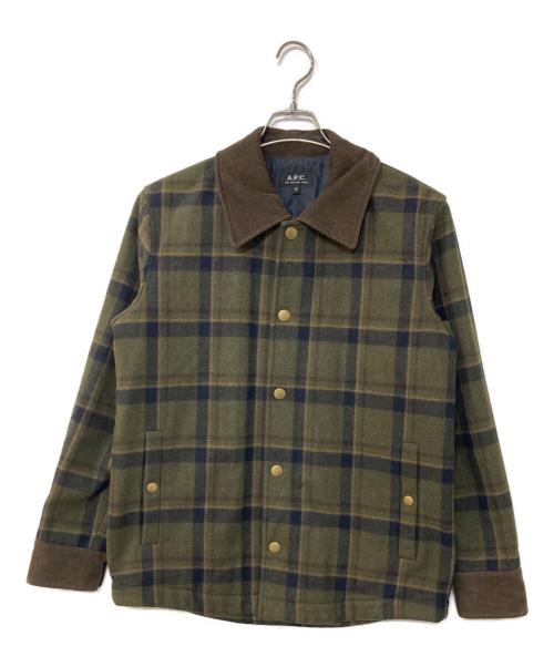 A.P.C.（アーペーセー）A.P.C. (アーペーセー) チェックハンティングジャケット オリーブ サイズ:XSの古着・服飾アイテム