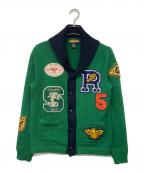 Rugby Ralph Laurenラグビーラルフローレン）の古着「マルチパッチレタードカーディガン」｜グリーン