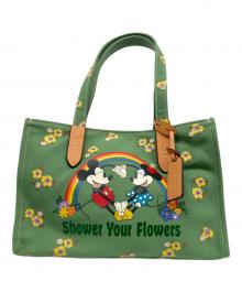 COACH×DISNEY（コーチ×ディズニー）の古着「DISNEY X COACH フローラル アンド ミッキーマウス トート 30」｜グリーン