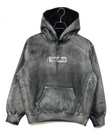 MM6 Maison Margiela×SUPREME（エムエムシックスメゾンマルジェラ×シュプリーム）の古着「24SS Foil Box Logo Hooded Sweatshirt」｜シルバー×ブラック