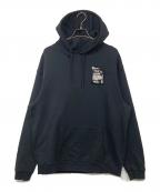 FRED PERRY×RAF SIMONSフレッドペリー×ラフシモンズ）の古着「DESTROYED HOODED SWEATSHIRT」｜ブラック