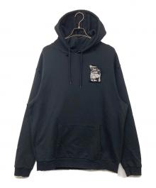 FRED PERRY×RAF SIMONS（フレッドペリー×ラフシモンズ）の古着「DESTROYED HOODED SWEATSHIRT」｜ブラック
