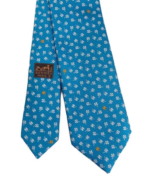 HERMES（エルメス）HERMES (エルメス) シャムロック クローバー柄ネクタイ スカイブルー サイズ:ONE SIZEの古着・服飾アイテム