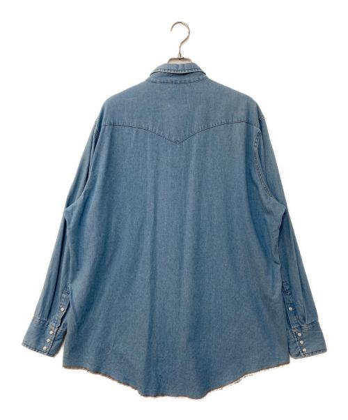 Wrangler（ラングラー）Wrangler (ラングラー)  Cowboy Cut Western Denim Work Shirt  90`sデニムウエスタンシャツ インディゴ サイズ:2XLの古着・服飾アイテム