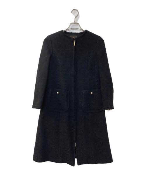 TOCCA（トッカ）TOCCA (トッカ) ノーカラーツイードコート ネイビーの古着・服飾アイテム