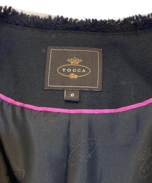 TOCCA（トッカ）TOCCA (トッカ) ノーカラーツイードコート ネイビーの古着・服飾アイテム