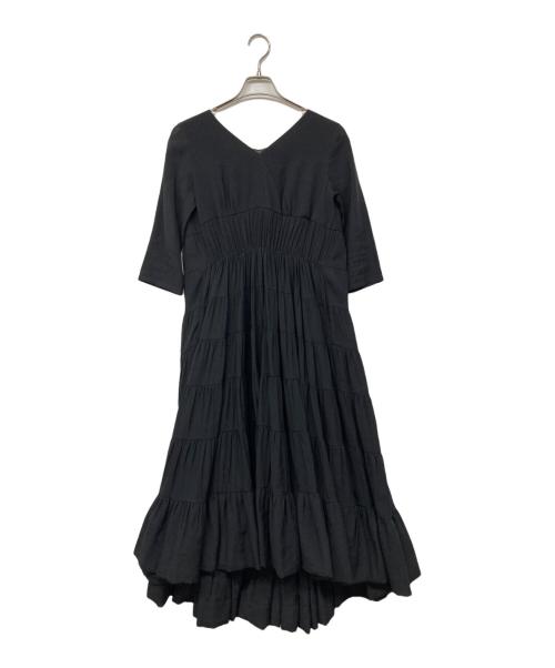 JENNE（ジェンヌ）JENNE (ジェンヌ) ドラマティック七分袖ティアードワンピース ブラック サイズ:Mの古着・服飾アイテム