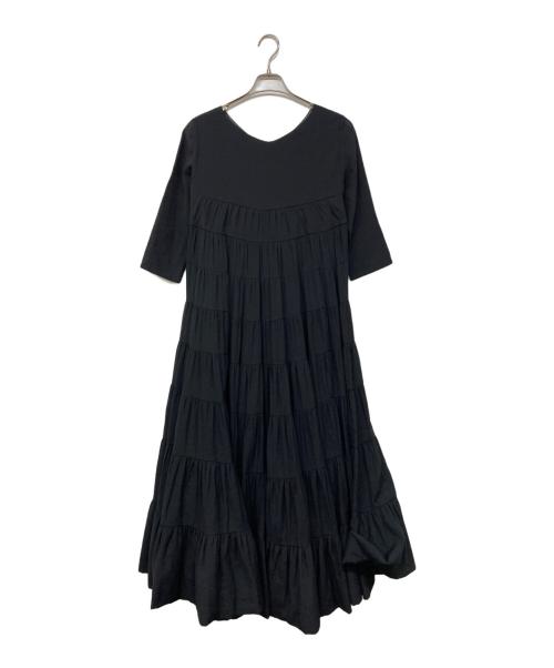 JENNE（ジェンヌ）JENNE (ジェンヌ) ドラマティック七分袖ティアードワンピース ブラック サイズ:Mの古着・服飾アイテム