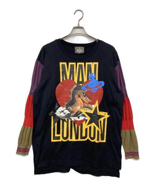 Vivienne Westwood man（ヴィヴィアン ウェストウッド マン）Vivienne Westwood man (ヴィヴィアン ウェストウッド マン) SEA MONSTER MIX PULLOVER / “SEA MONSTER” プルオーバー ミックス トップ ブラック サイズ:Fの古着・服飾アイテム