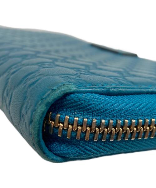 GUCCI（グッチ）GUCCI (グッチ) マイクログッチシマ ラウンドファスナー ブルーの古着・服飾アイテム