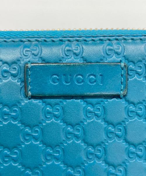 GUCCI（グッチ）GUCCI (グッチ) マイクログッチシマ ラウンドファスナー ブルーの古着・服飾アイテム