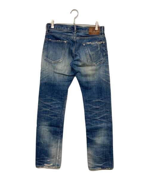 Hysteric Glamour（ヒステリックグラマー）Hysteric Glamour (ヒステリックグラマー) クラッシュ加工スタッズデニムパンツ スカイブルー サイズ:W30の古着・服飾アイテム