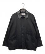 CristaSeyaクリスタセヤ）の古着「襟レザー OVERSIZED BLOUSON WITH LEATHER PATCH」｜ブラック