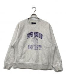 Champion REVERSE WEAVE（チャンピオン リバース ウィーブ）の古着「00S 三段プリントクルーネックスウェット」｜グレー