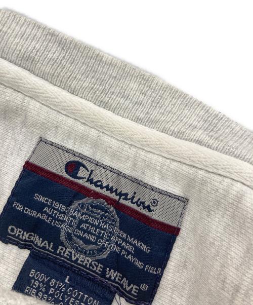 Champion REVERSE WEAVE（チャンピオン リバース ウィーブ）Champion REVERSE WEAVE (チャンピオン リバース ウィーブ) 00S 三段プリントクルーネックスウェット グレー サイズ:Lの古着・服飾アイテム