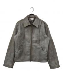 CAMPHOR WOOD（カンファーウッド）の古着「FADED SHORT LENGTH PU-LEATHER JACKET」｜グレー