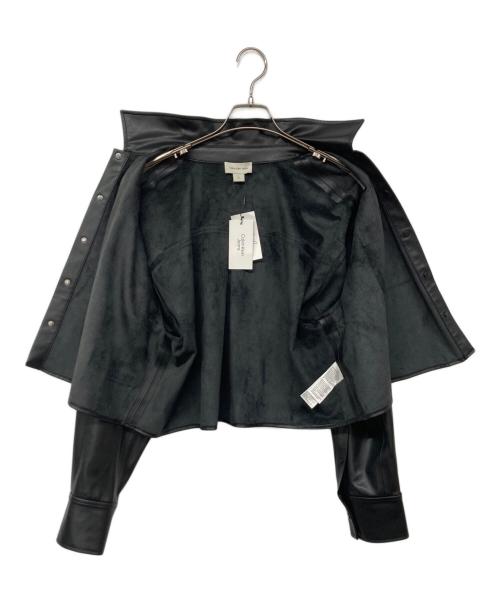 Calvin Klein Jeans（カルバンクラインジーンズ）Calvin Klein Jeans (カルバンクラインジーンズ) Faux Leather Crop Shirt / フェイクレザークロップドシャツ ブラック サイズ:Mの古着・服飾アイテム