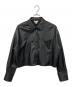 Calvin Klein Jeans（カルバンクラインジーンズ）の古着「Faux Leather Crop Shirt / フェイクレザークロップドシャツ」｜ブラック