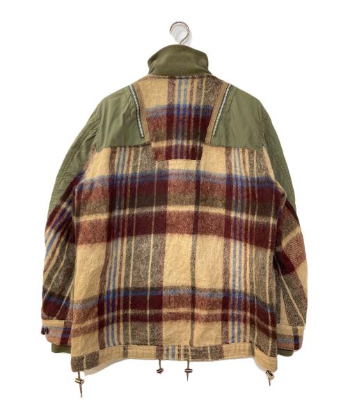 sacai（サカイ）sacai (サカイ) 異素材切替モヘアチェックブルゾン マルチカラー サイズ:3の古着・服飾アイテム