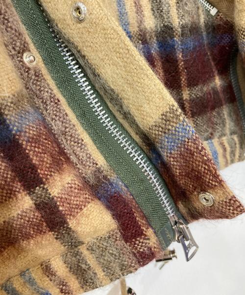 sacai（サカイ）sacai (サカイ) 異素材切替モヘアチェックブルゾン マルチカラー サイズ:3の古着・服飾アイテム
