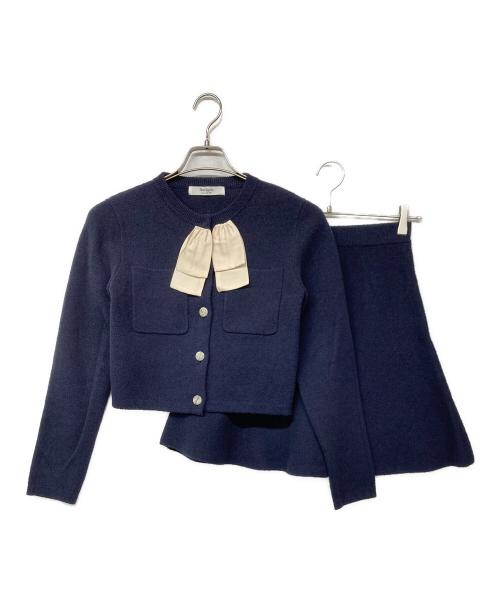 HER LIP TO（ハーリップトゥ）Her lip to (ハーリップトゥ) Frill Ribbon Knit Jacket Set / フリルリボンニットジャケットセット ネイビー サイズ:Sの古着・服飾アイテム