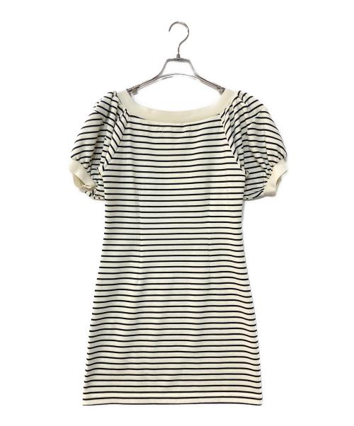 HER LIP TO（ハーリップトゥ）HER LIP TO (ハーリップトゥ) Saint-Tropez Striped Mini Dress ブラック×アイボリー サイズ:Sの古着・服飾アイテム