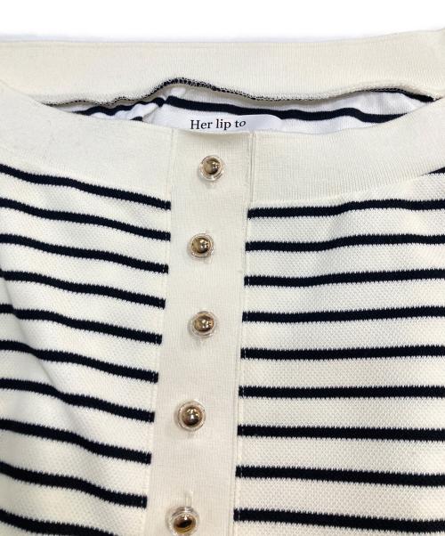 HER LIP TO（ハーリップトゥ）HER LIP TO (ハーリップトゥ) Saint-Tropez Striped Mini Dress ブラック×アイボリー サイズ:Sの古着・服飾アイテム