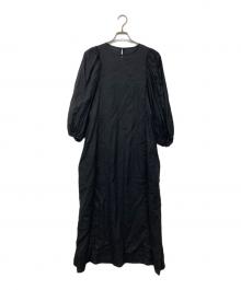 universal tissu（ユニバーサルティシュ）の古着「ギャザースリーブリネンワンピース」｜インディゴ