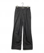 JOHN LAWRENCE SULLIVANジョン ローレンス サリバン）の古着「RIGID DENIM WIDE PANTS / リジットデニムワイドパンツ」｜ブラック